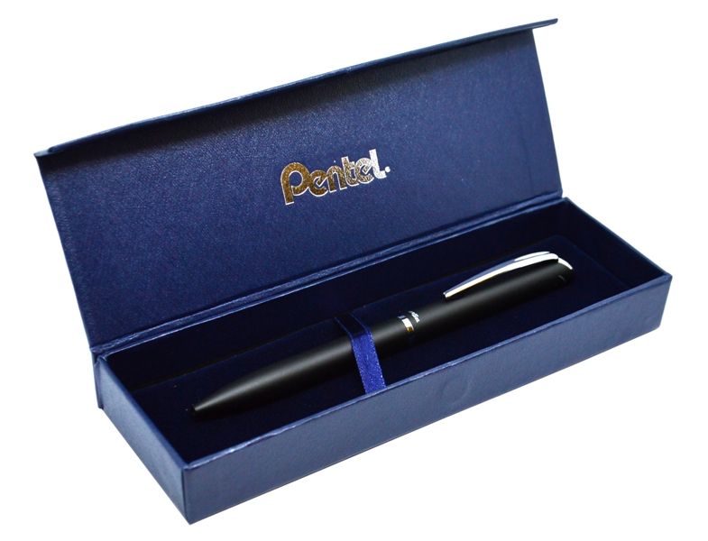 Geelpliiats EnerGel Sterling must 0,7mm must tint + kinkekarp, Pentel