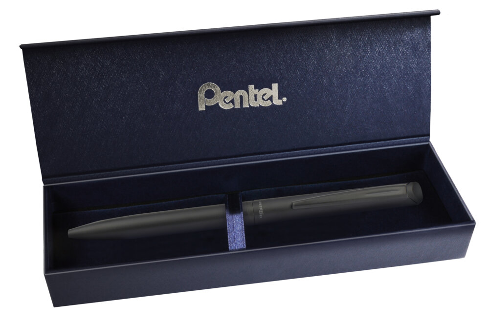 Geelpliiats Energel Sterling must 0,7mm sinine tint + kinkekarp, Pentel