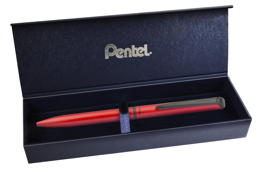Geelpliiats Energel Sterling punane 0,7mm sinine tint + kinkekarp, Pentel