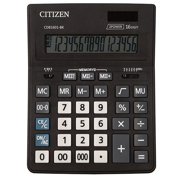 Kalkulaator Citizen CDB1601-BK 205x155x35mm,lauale, must/20/60