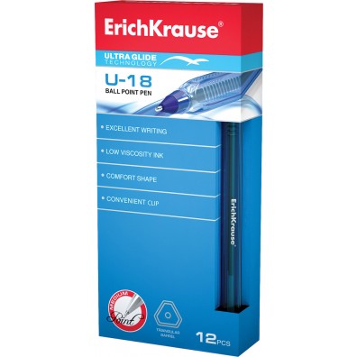 Pastapliiats Erich Krause U-18 korgiga 1,0mm must/12/144 (uus kood: EK53698)