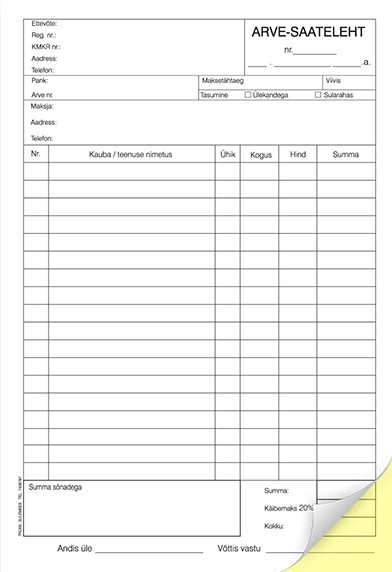 Arve-saateleht A5 pikuti 2x25 lehte isekopeeruv/5