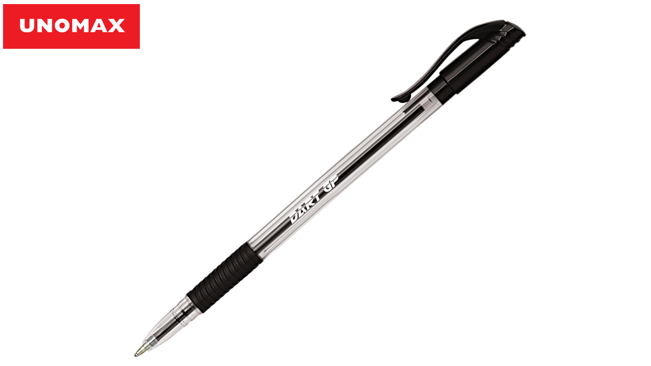 Pastapliiats UNOMAX Dart GP läbipaistev korpus, kummeeritud, 0,7mm must/12