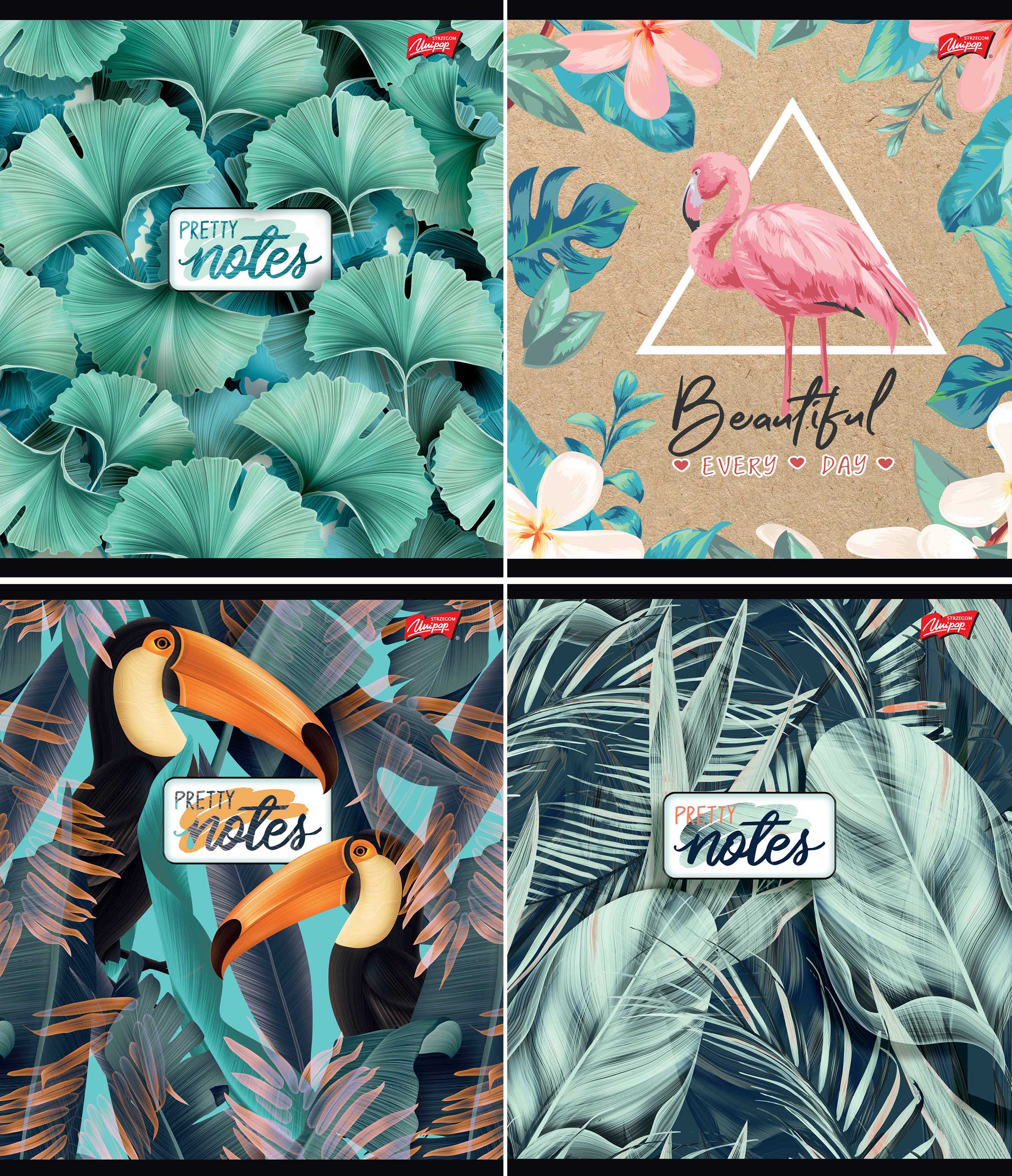 Kaustik A5/36l 23 joont „Leaves“ 4 motiivi 70g, Unipap /25