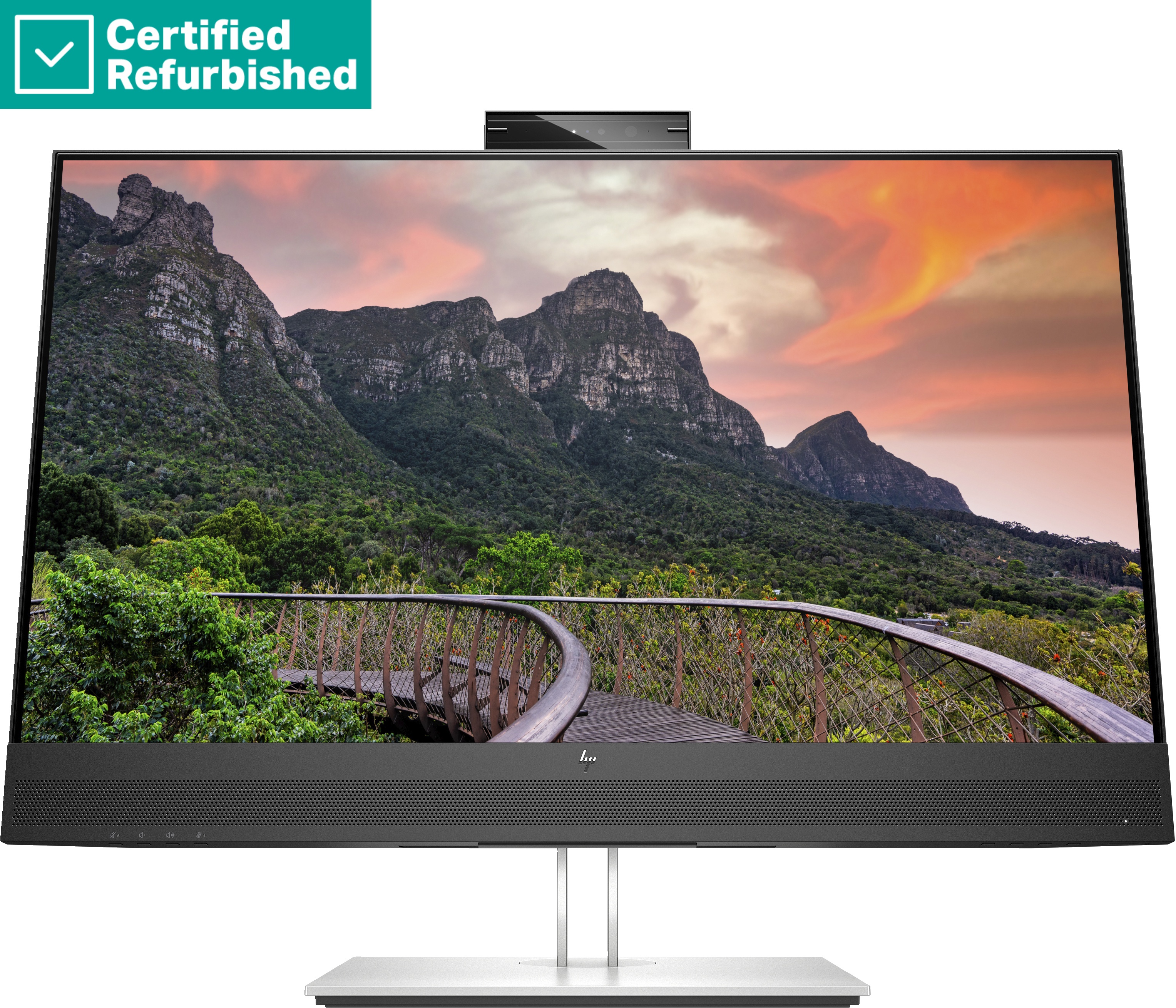RENEW SILVER HP E27m G4 QHD Charging Conferencing Monitor - 27" 2560x1440 QHD 300-nit 75Hz AG, IPS, USB-C(65W)/HDMI/DisplayPort/DisplayPort-out, 4x USB-A, speakers, 5MP webcam, RJ-45 LAN, height adjustable/tilt/swivel/pivot, 1 years