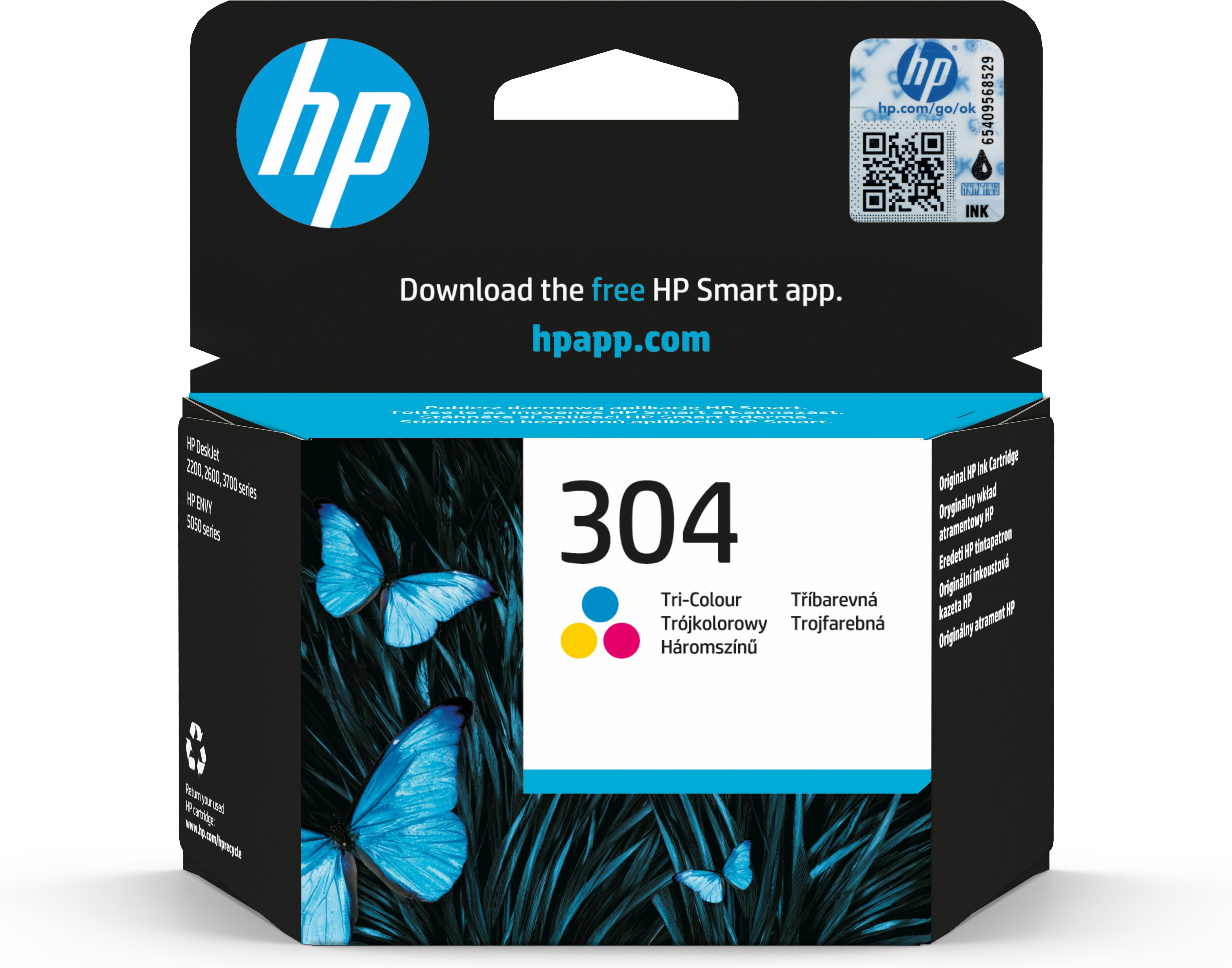 HP 304 Tri-color Ink Cartridge, 100 pages, for HP DeskJet 2620,2630,2632,2633,3720,3730,3732,3735