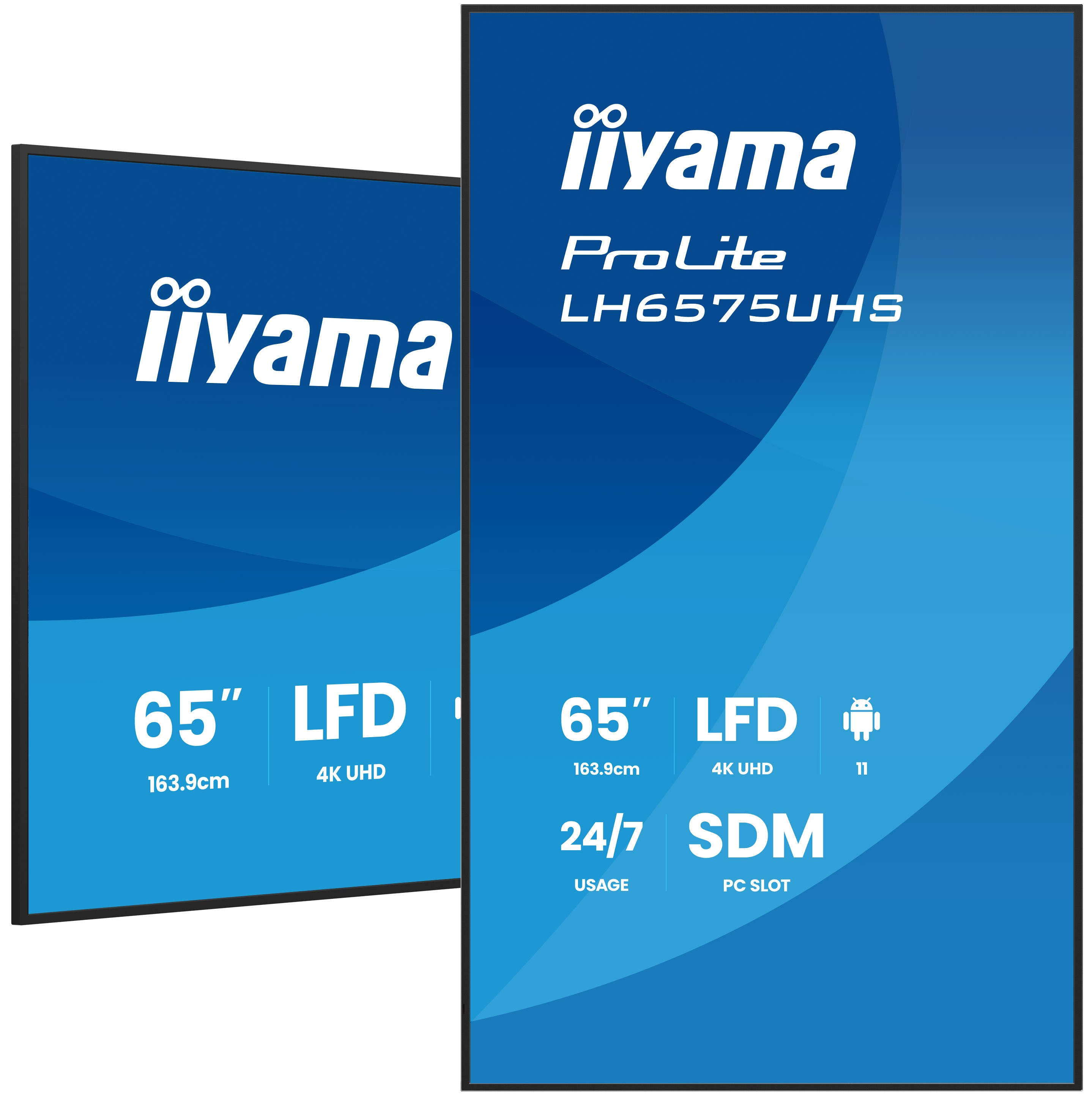 LH6575UHS-B2AG 65" 4K UHD Professional Digital Signage 24/7 display featuring Android OS, FailOver and Intel® SDM slot