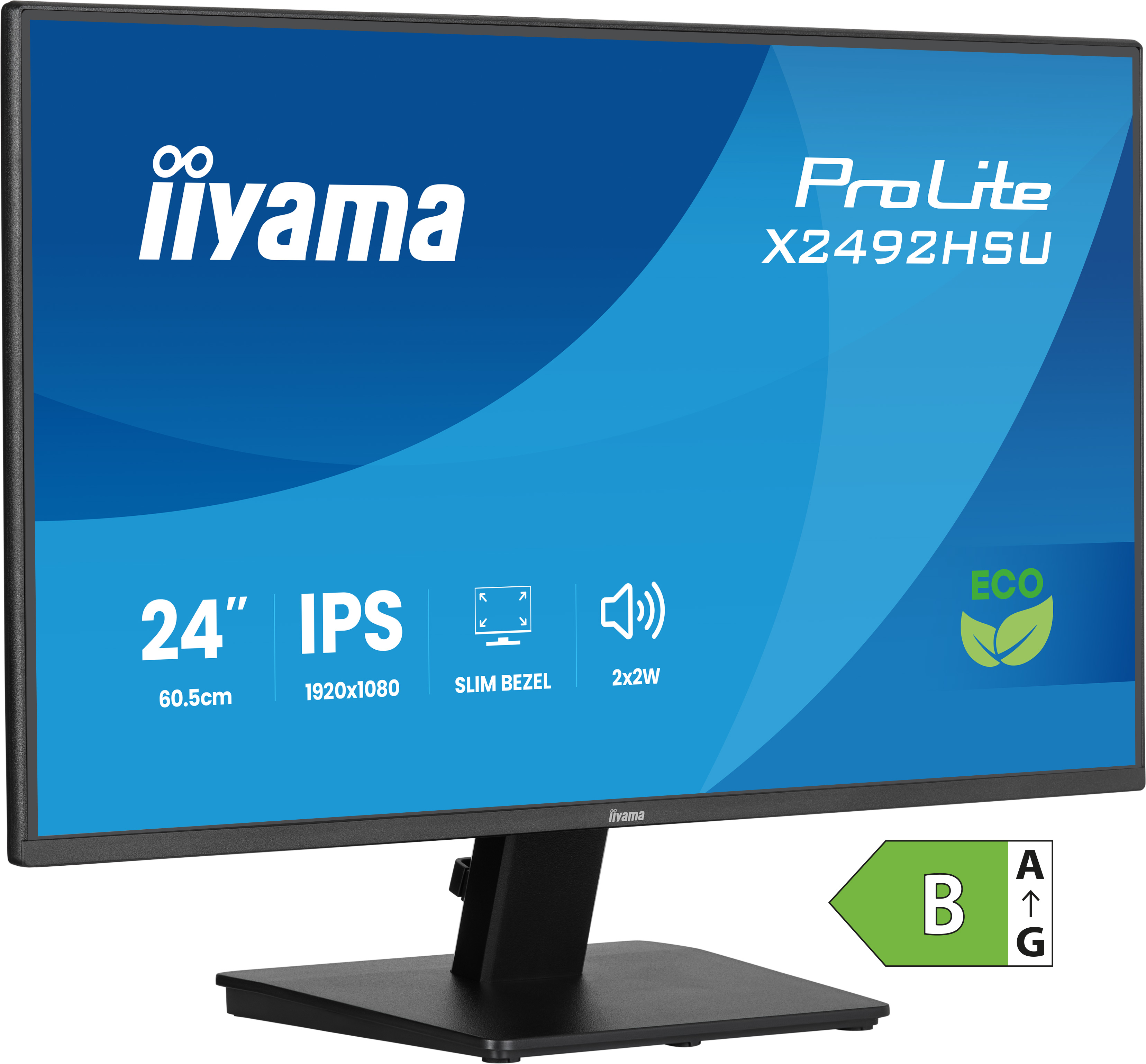 24” IPS Full HD panel with 4-side slim bezel